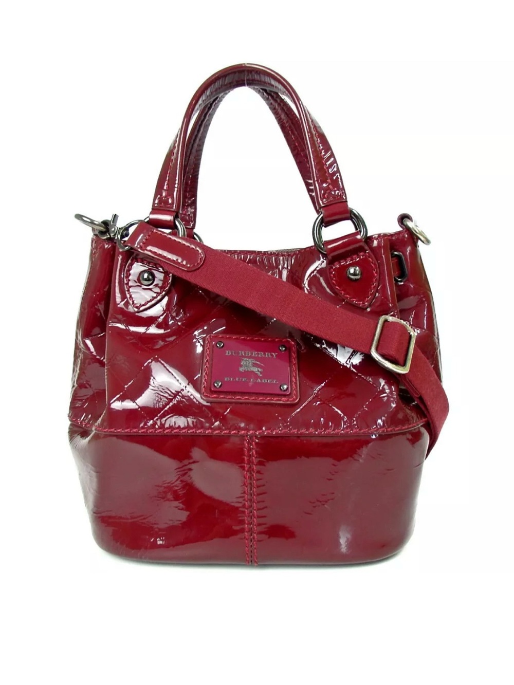 Burberry Red Patent Quilted 2way Bucket Tote Bag